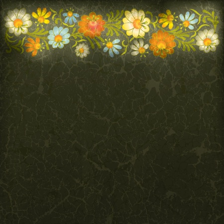abstract vintage background with floral ornament on darkのイラスト素材