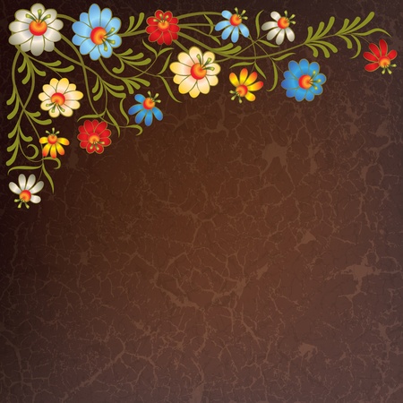 abstract vintage brown background with floral ornamentのイラスト素材