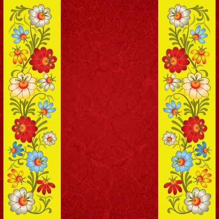 abstract vintage red background with floral ornamentのイラスト素材