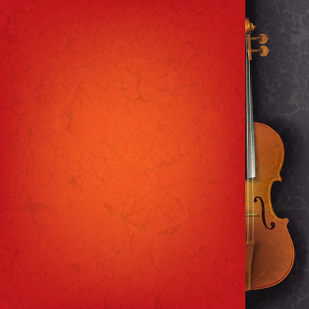 abstract grunge music background with violin on blackのイラスト素材