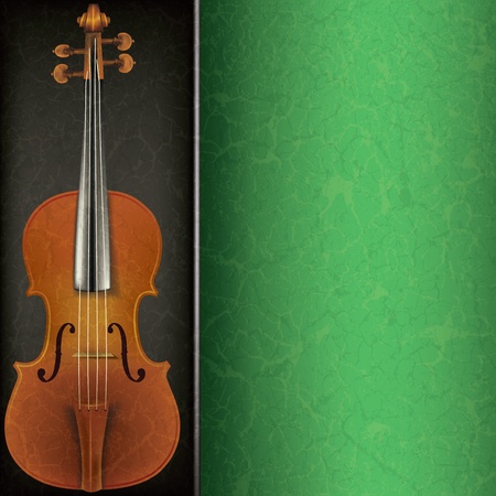 abstract music grunge green background with violin on blackのイラスト素材