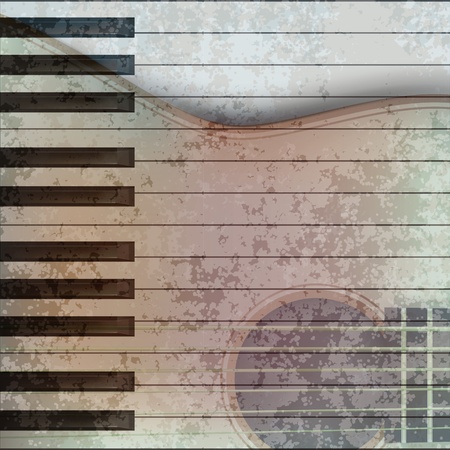 abstract music grunge background with acoustic guitar and pianoのイラスト素材