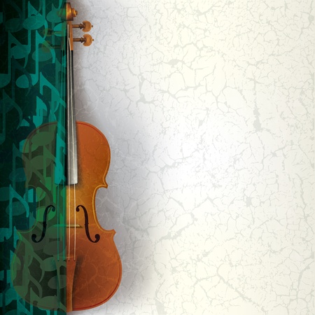 abstract music grunge background with violin and notesのイラスト素材