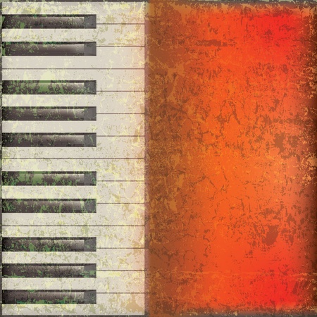 abstract grunge music background with piano keys on redのイラスト素材