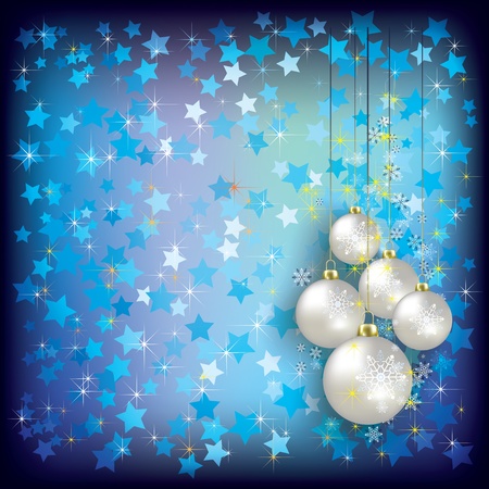 Abstract Christmas greeting with white decorations on blueのイラスト素材
