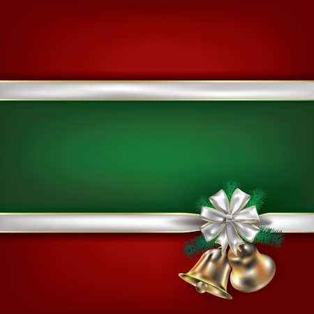 Abstract Christmas background with handbells and white gift ribbonsのイラスト素材