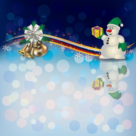 Abstract Christmas background with snowman and bellsのイラスト素材