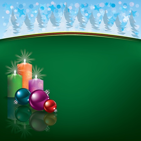 Abstract Christmas greeting with candles on greenのイラスト素材