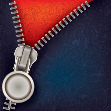 abstract blue red background with open steel zipperのイラスト素材