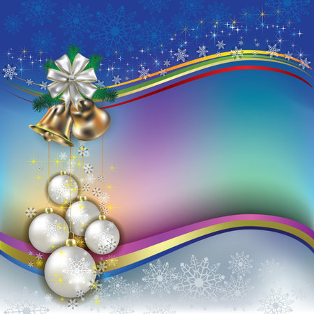 Abstract background with Christmas decorations and bellsのイラスト素材