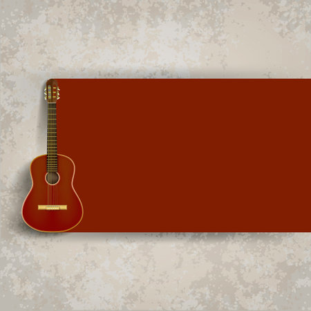abstract grunge background with brown acoustic guitarのイラスト素材