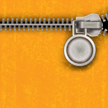 abstract yellow background with close steel zipperのイラスト素材