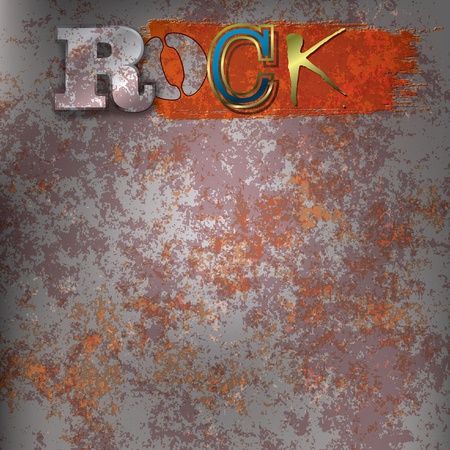 Abstract rusty background with the word rockのイラスト素材