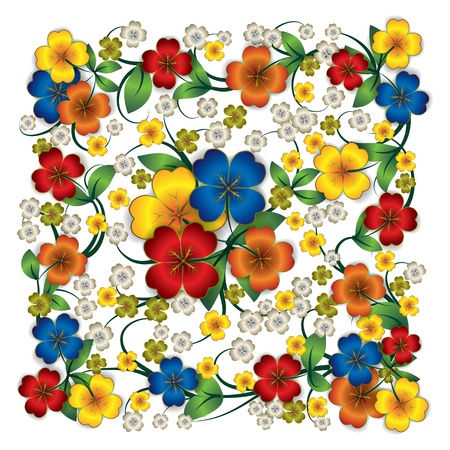 abstract spring floral ornament isolated on whiteのイラスト素材