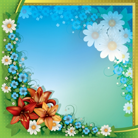 abstract spring floral background with orange flowersのイラスト素材