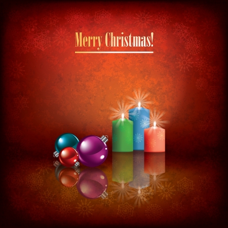 Abstract Christmas red background with candles and decorationsのイラスト素材