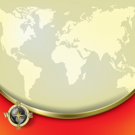 Abstract beige background with earth map and compassのイラスト素材