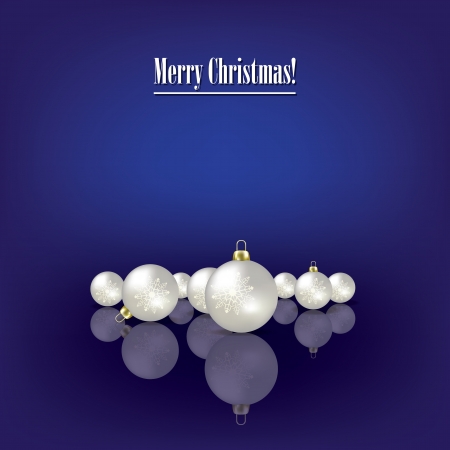 Abstract greeting with pearl Christmas decorations on dark blueのイラスト素材