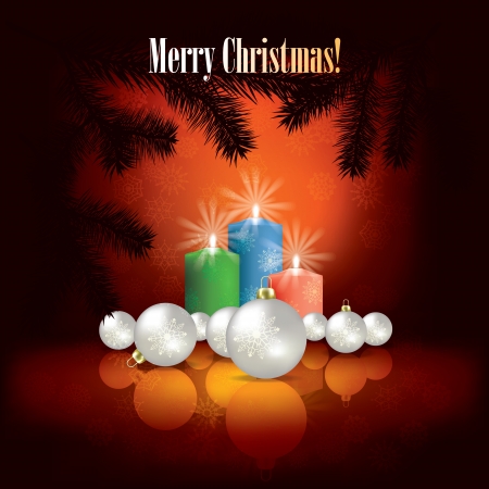 Abstract Christmas dark background with candles and decorationsのイラスト素材