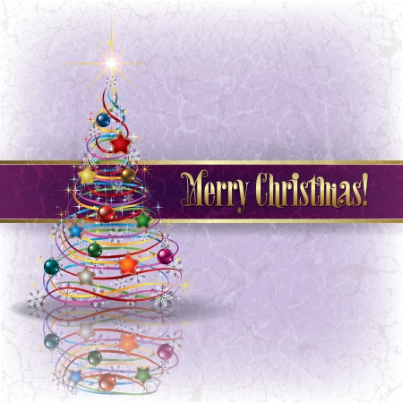 greeting with Christmas tree on grunge backgroundのイラスト素材