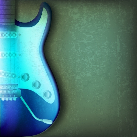 abstract cracked background with electric guitar on greenのイラスト素材