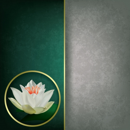abstract grunge green background with white lotusのイラスト素材