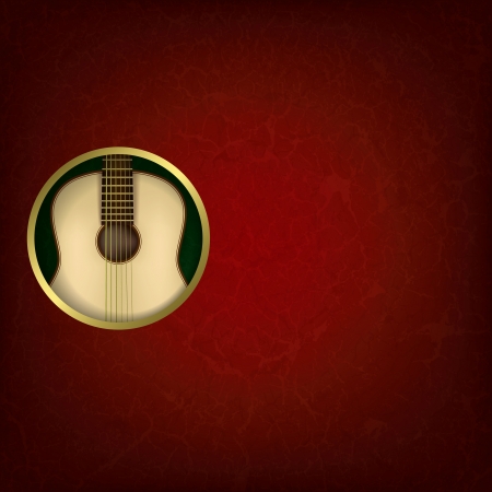 abstract grunge red music background with guitar on greenのイラスト素材