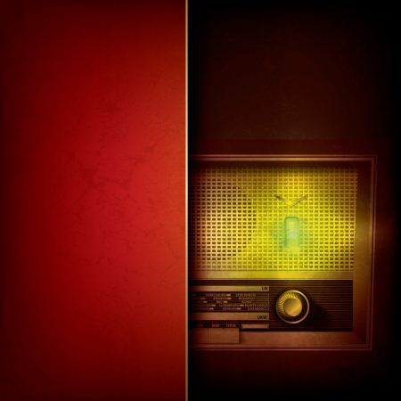 abstract grunge red background with retro radioのイラスト素材
