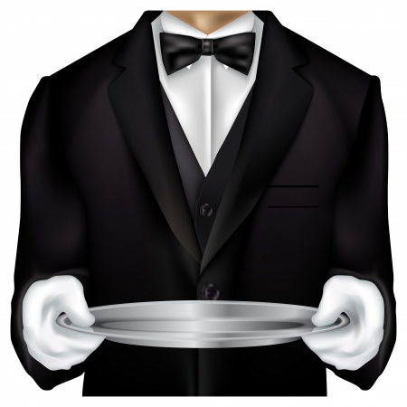 Butler torso dressed in tux isolated on whiteのイラスト素材