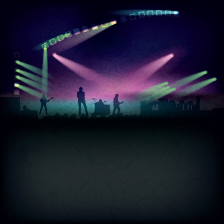 abstract background with music stage and rock groupのイラスト素材