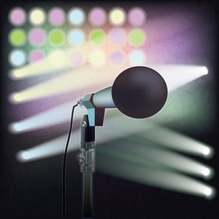 abstract art background with microphone on music stageのイラスト素材
