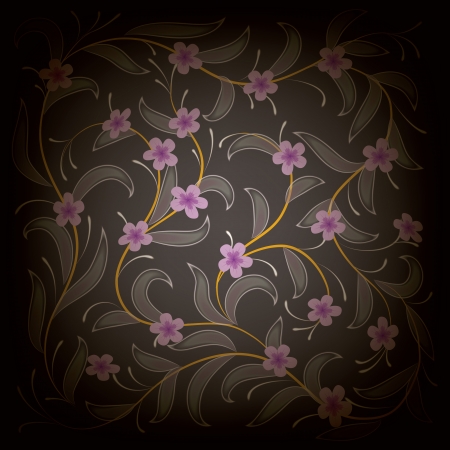 abstract dark gray background with floral ornamentのイラスト素材