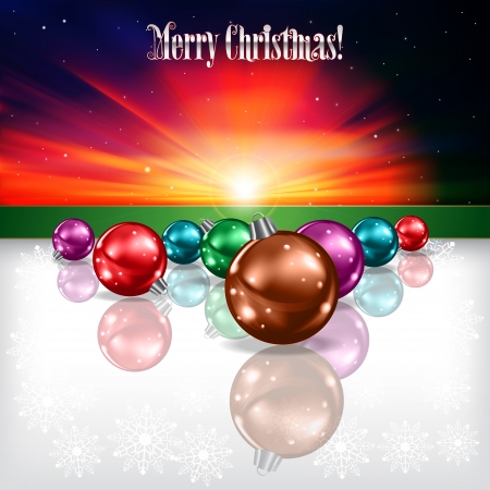 Abstract celebration background with Christmas decorations and sunriseのイラスト素材