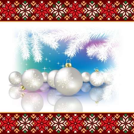 Abstract celebration background with Christmas pearl decorations and estonian national ornamentのイラスト素材