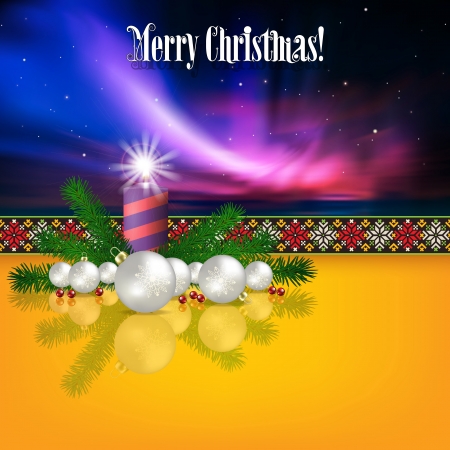 Abstract celebration greeting with candle and Christmas decorationsのイラスト素材