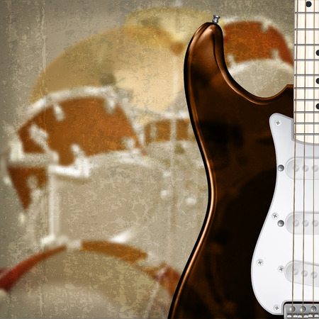 abstract grunge background with electric guitar and drum kitのイラスト素材