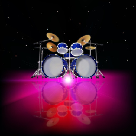 abstract music background with drum kit and pink lightのイラスト素材