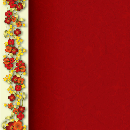 abstract grunge seamless background with spring flowers on redのイラスト素材
