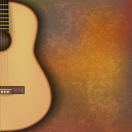 abstract grunge music background with guitar on brown stone textureのイラスト素材