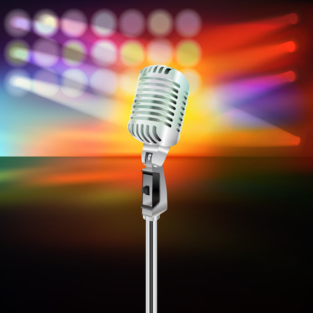 abstract background with microphone on music stageのイラスト素材