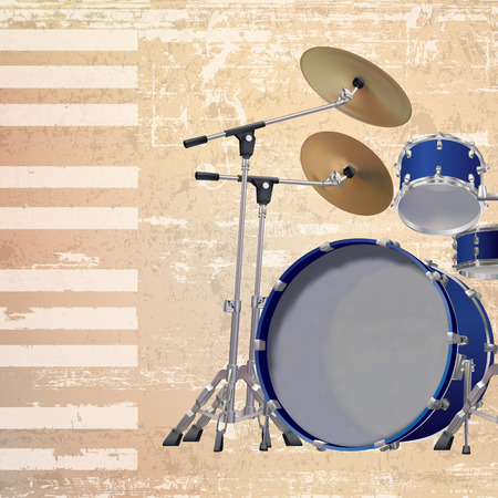 abstract beige grunge background with drum kitのイラスト素材