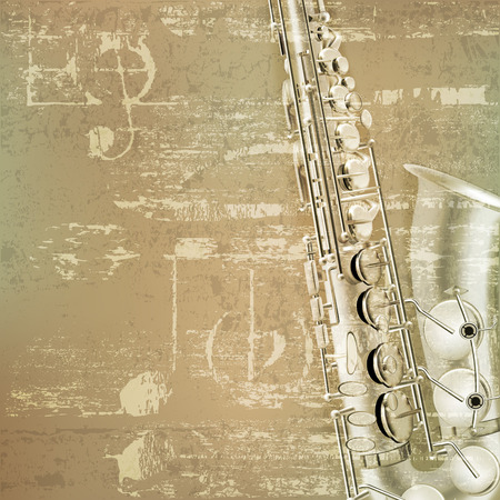 abstract red sound grunge background with saxophoneのイラスト素材