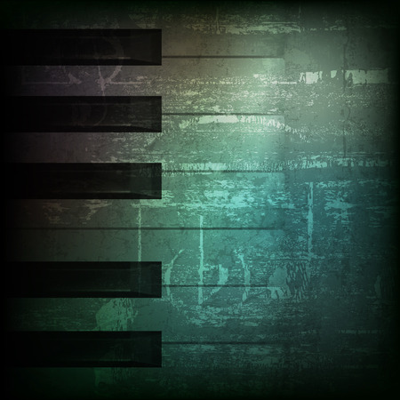 abstract dark green grunge background with piano keysのイラスト素材