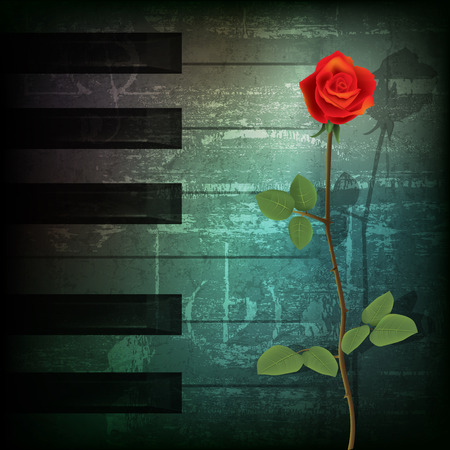 abstract dark green grunge background with red roseのイラスト素材
