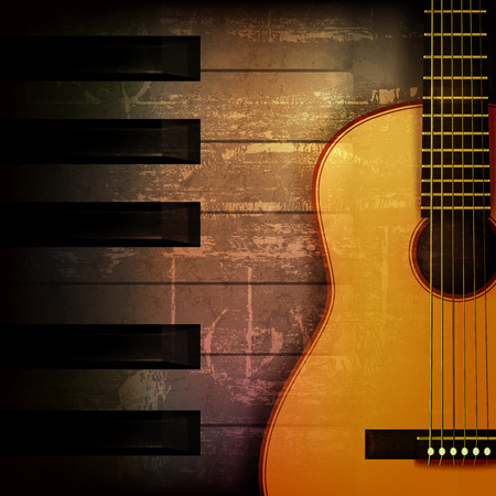abstract brown grunge music background with acoustic guitarのイラスト素材