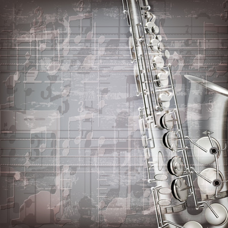 abstract grunge gray music background with saxophoneのイラスト素材