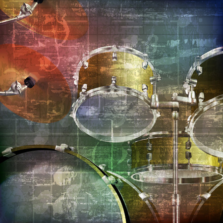 abstract green grunge vintage sound background with drum kitのイラスト素材