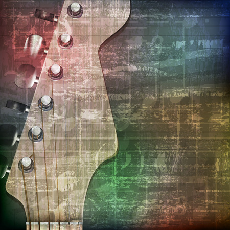 abstract green grunge vintage sound background with guitarのイラスト素材