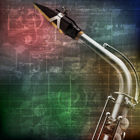 abstract green grunge vintage sound background with saxophoneのイラスト素材