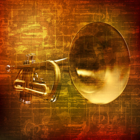 abstract grunge brown vintage sound background with trumpetのイラスト素材